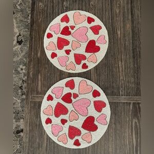 NWT Nicole Miller Valentines Hearts Beaded Placemats set of 2